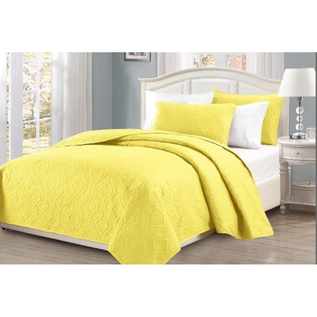 Linen Plus King/California King Over Size 3pc Embossed Coverlet Bedspread Set