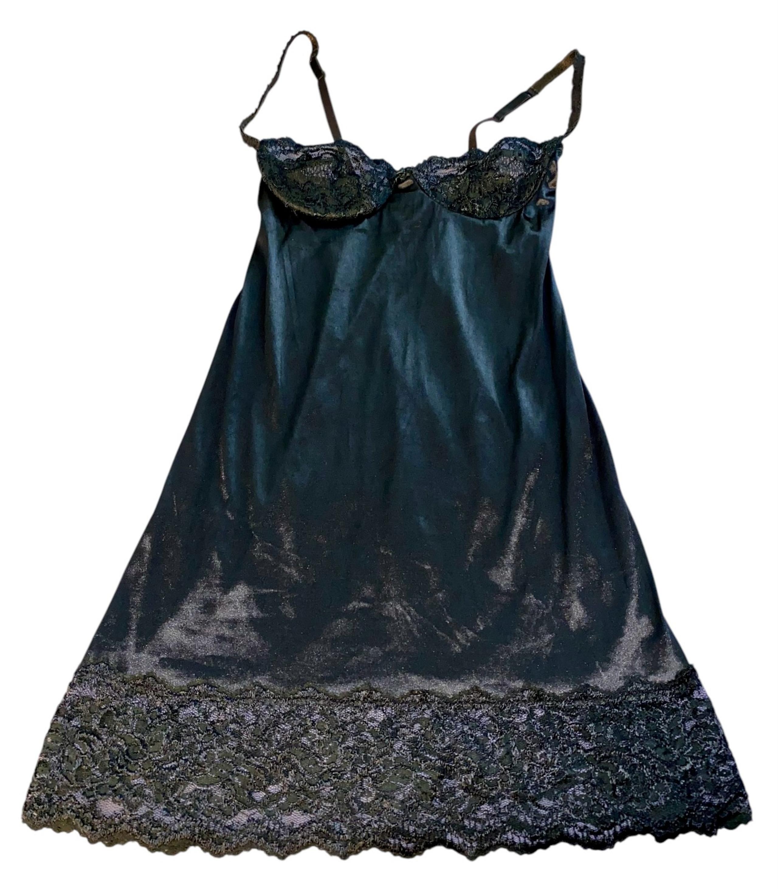 Victoria's Secret 80s Size 34B Black Lace Slip Dress USA