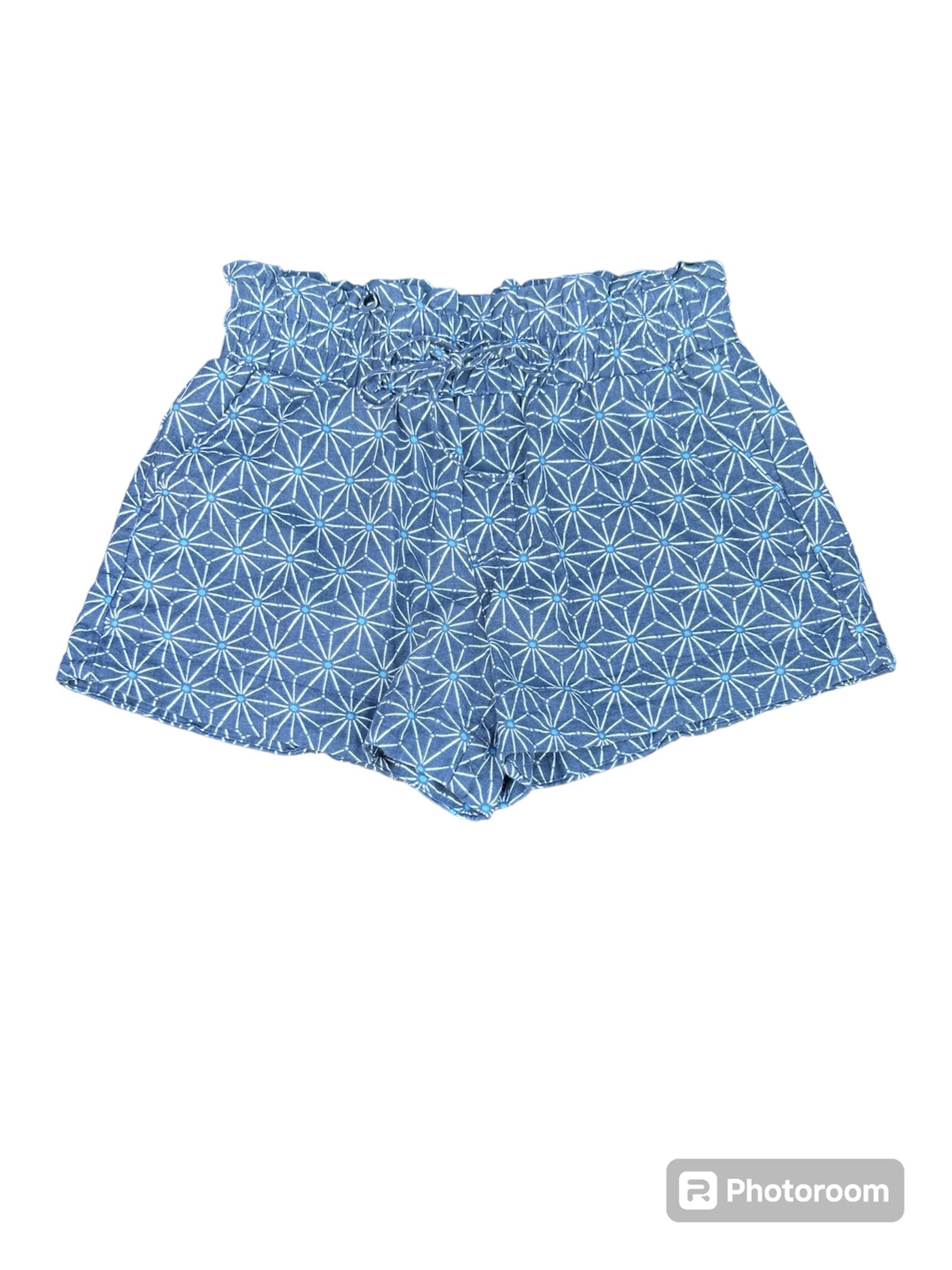 A New Day High Rise Linen Pull on Elastic Waistband Shorts Navy Blue Pockets XS