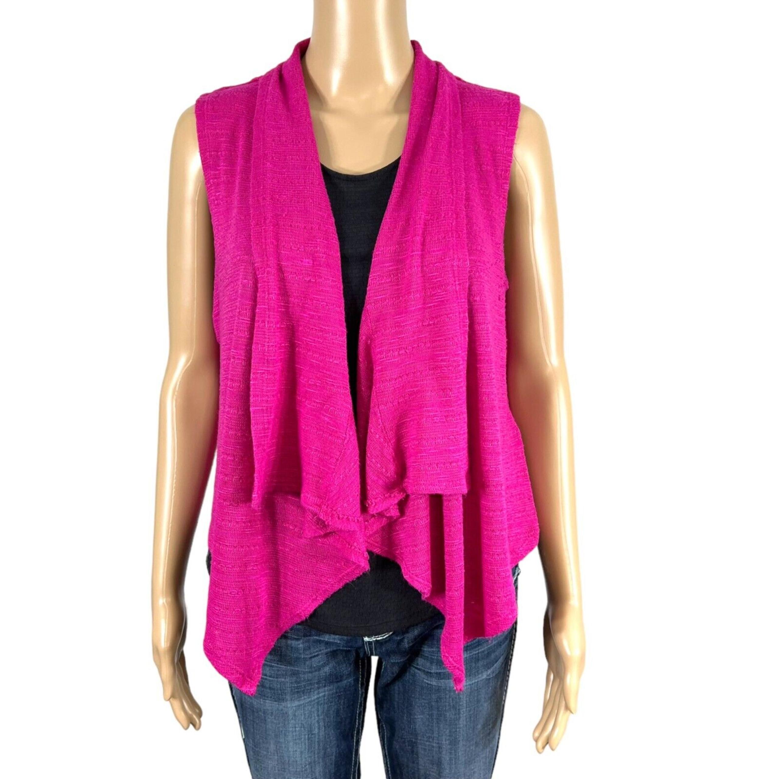 Self Esteem Womens Cardigan Sweater Sleeveless Open Front Knit Large Pink