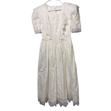 Vintage 80s Gunne Sax Jessica McClintock White Lace Short Sleeve Maxi Dress 5