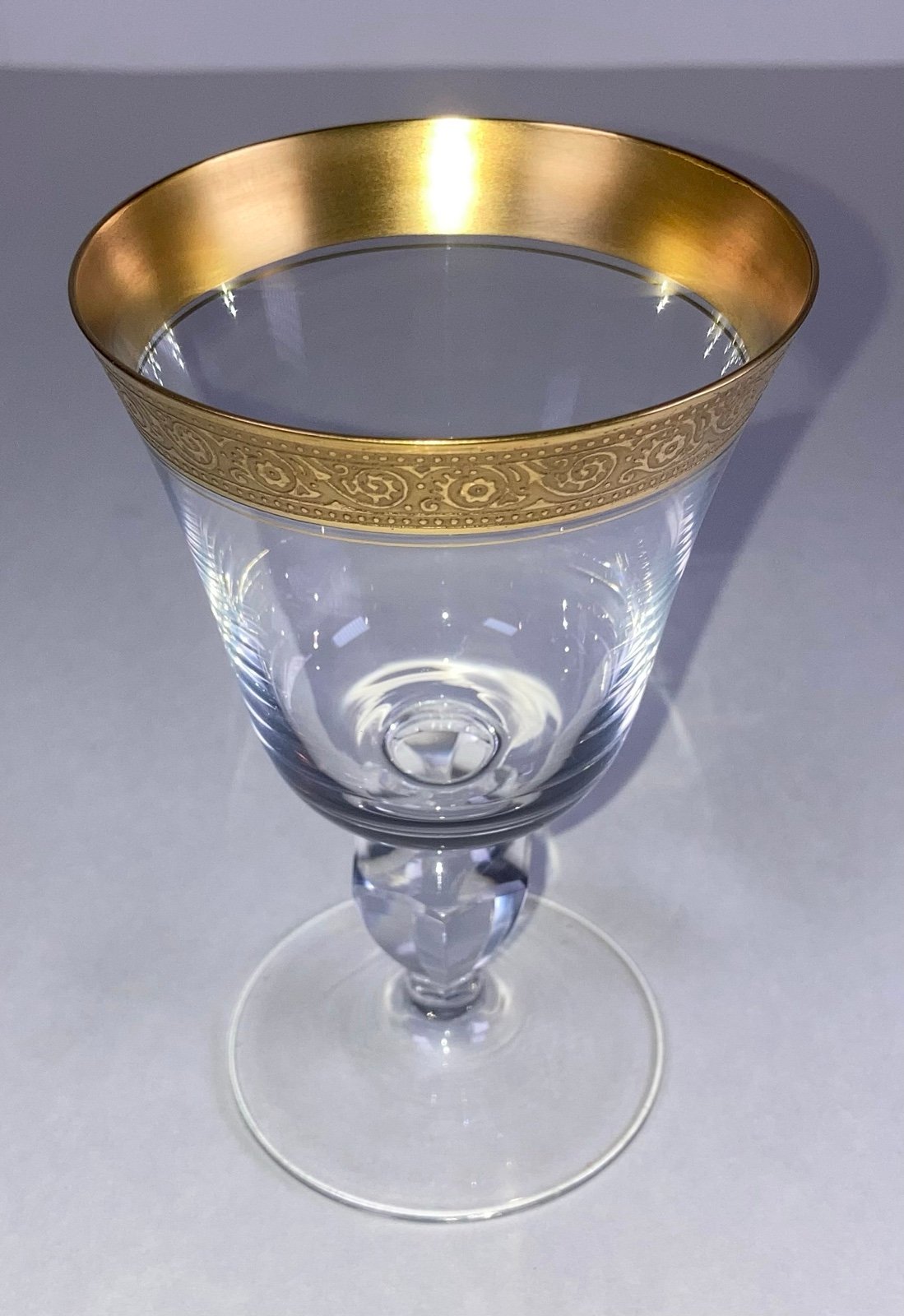 Theresienthal Crystal Wine Glass 24K Gold Trim Mintonborte Relief