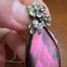 Sterling Black Mother of Pearl Pendant with Carved Flower Details
