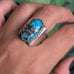 Vintage 1970s Turquoise Sterling Ring Statement Big Native Size 10.5