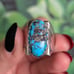 Vintage 1970s Turquoise Sterling Ring Statement Big Native Size 10.5