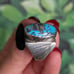 Vintage 1970s Turquoise Sterling Ring Statement Big Native Size 10.5