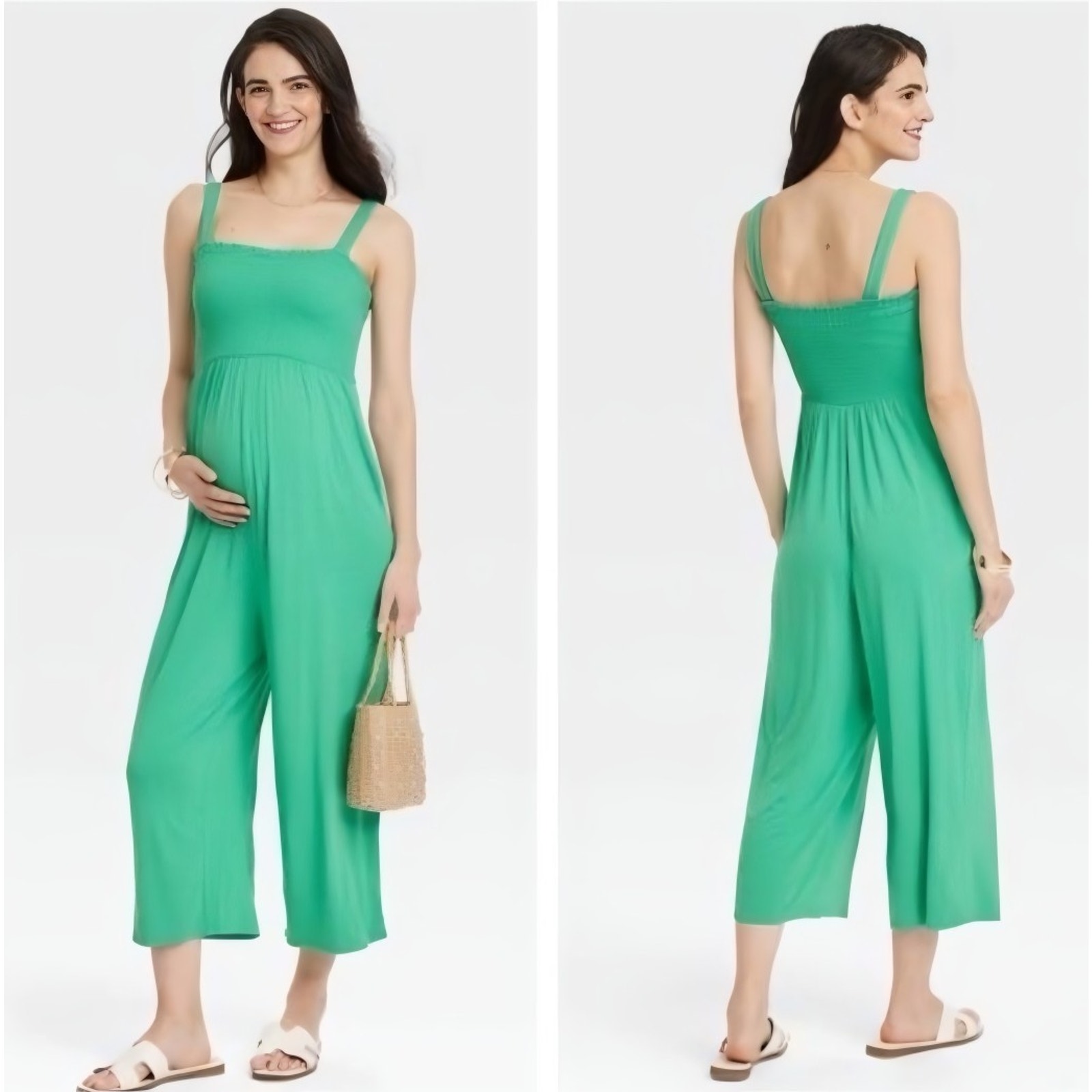 Ingrid + lsabel Womens Green Romper Pants Soft Jumpsuit Maternity Size Large L