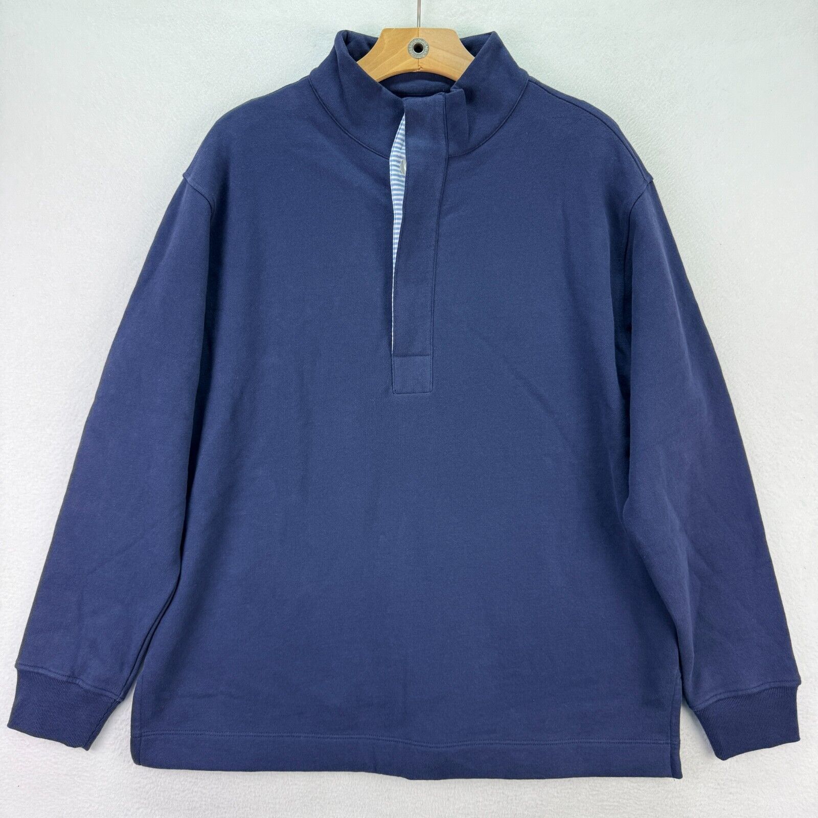 Renwick RNWK Henley Golf Polo Womens Large Blue Long Sleeve Button Mock Neck