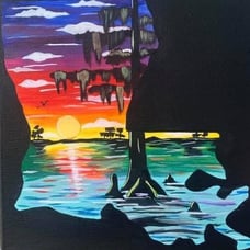 Louisiana Swamp Sunset painting