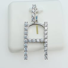 925 Sterling Silver Cubic Zirconia Initial Pendant, UU1P6A6174