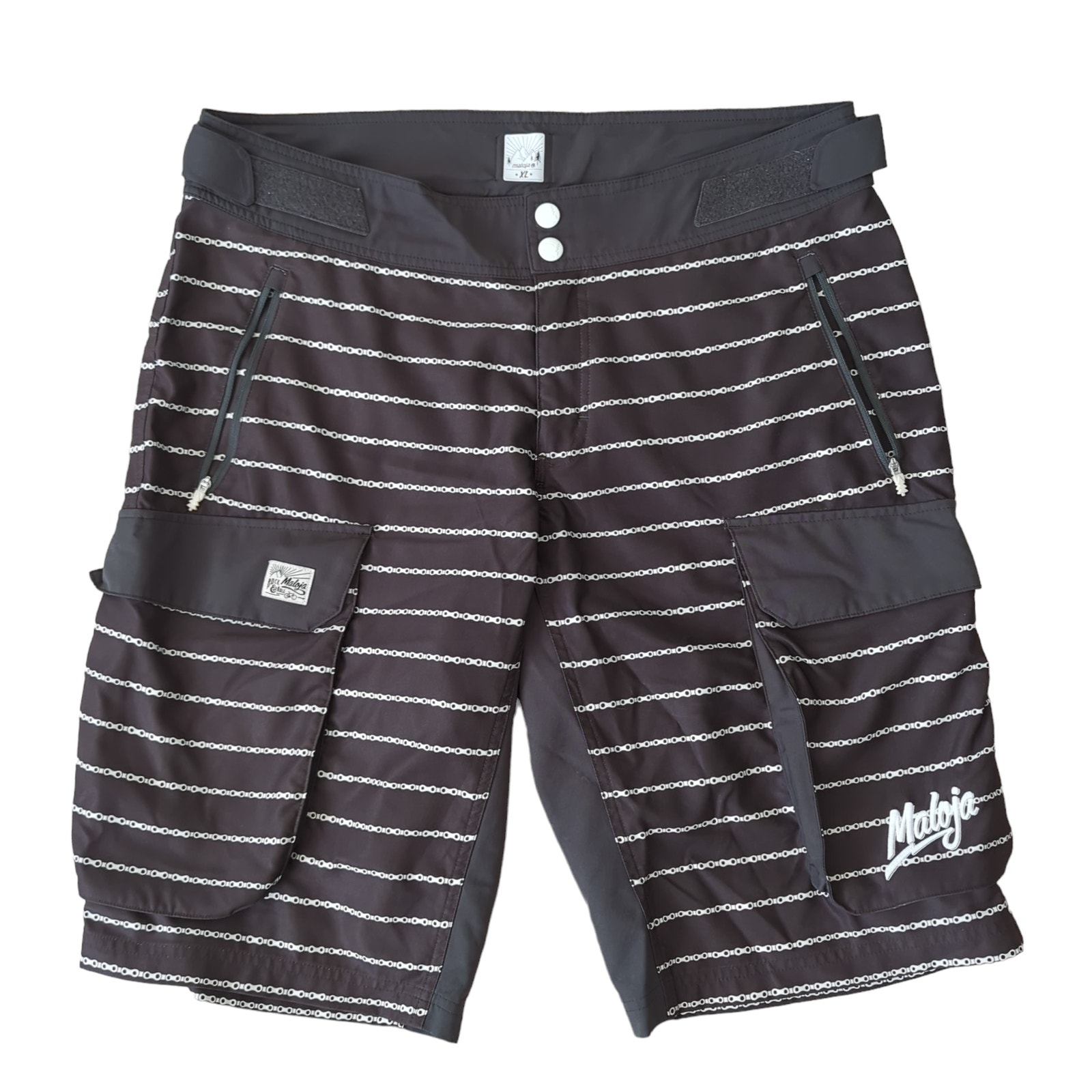 Maloja Men's size XL Brown Shorts Cargo Multisport Biking Bike Swim Chain Print