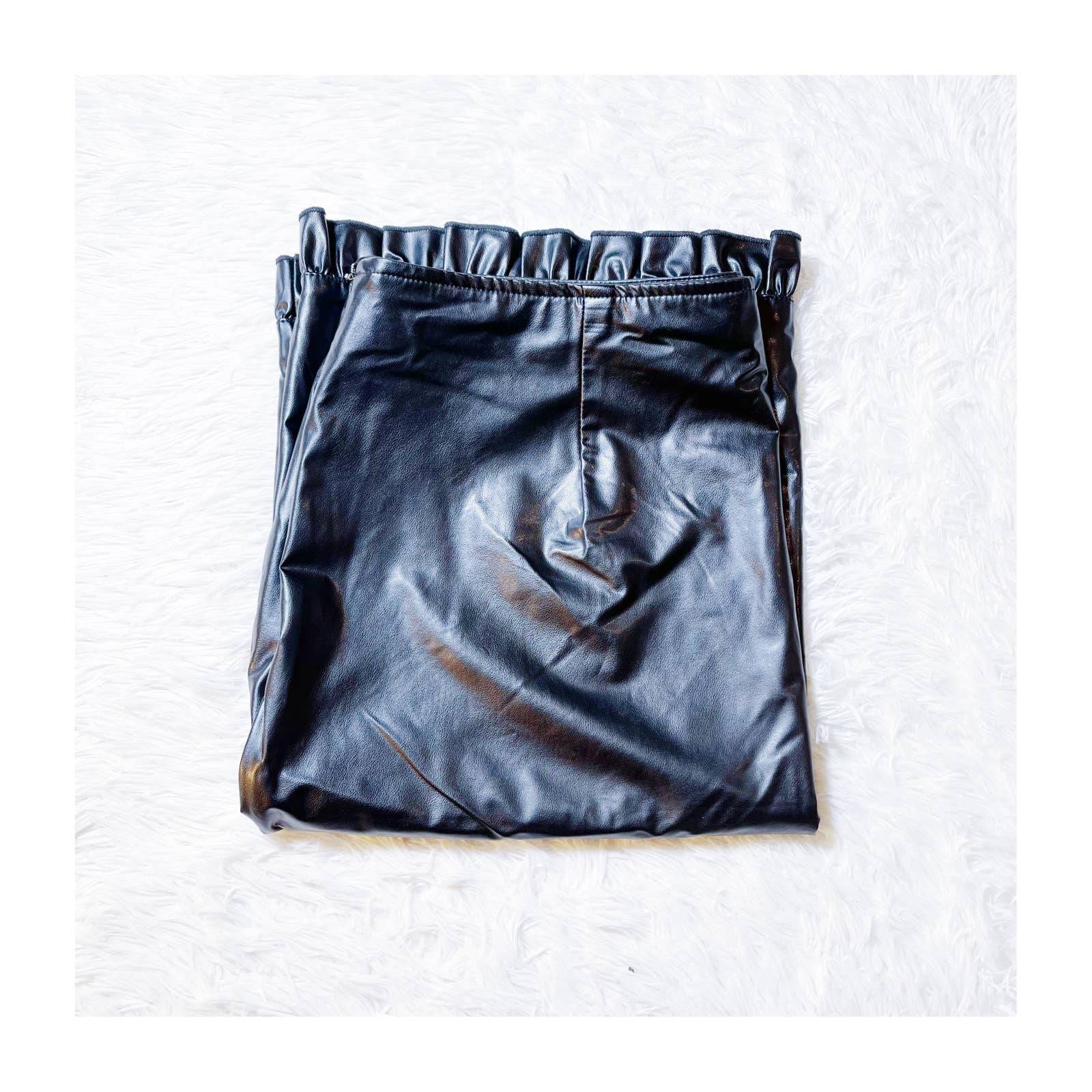 Harlow Black Leather Skirt Fringe SZ 12