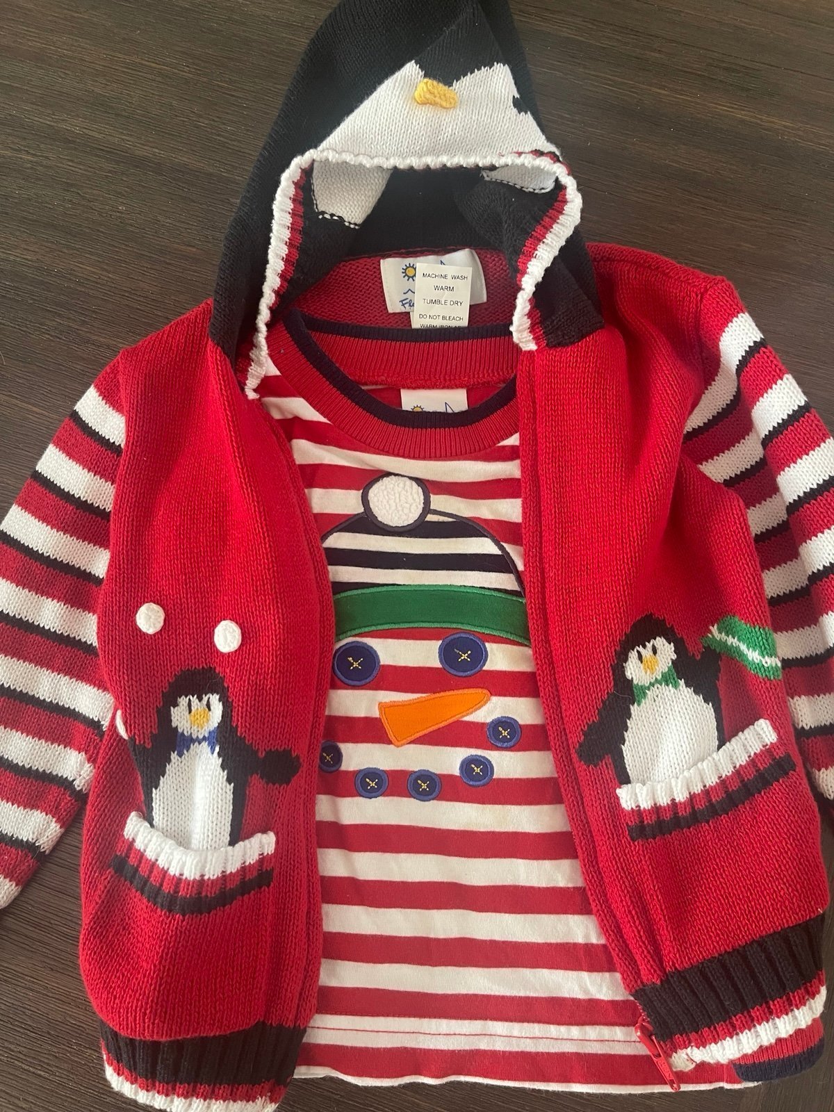 Florence Eiseman Penguin sweater, long sleeve shirt and pants combo 18months