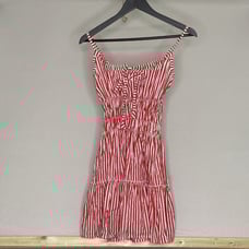 Lusana Rosa Poplin Sleeveless Tiered Mini Dress Marlo Stripe Women's XS