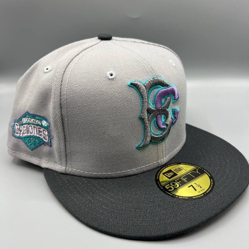 Brooklyn Cyclones Hat Men 7 1/2 Gray Orange 59Fifty New Era MiLB Fitted Cap