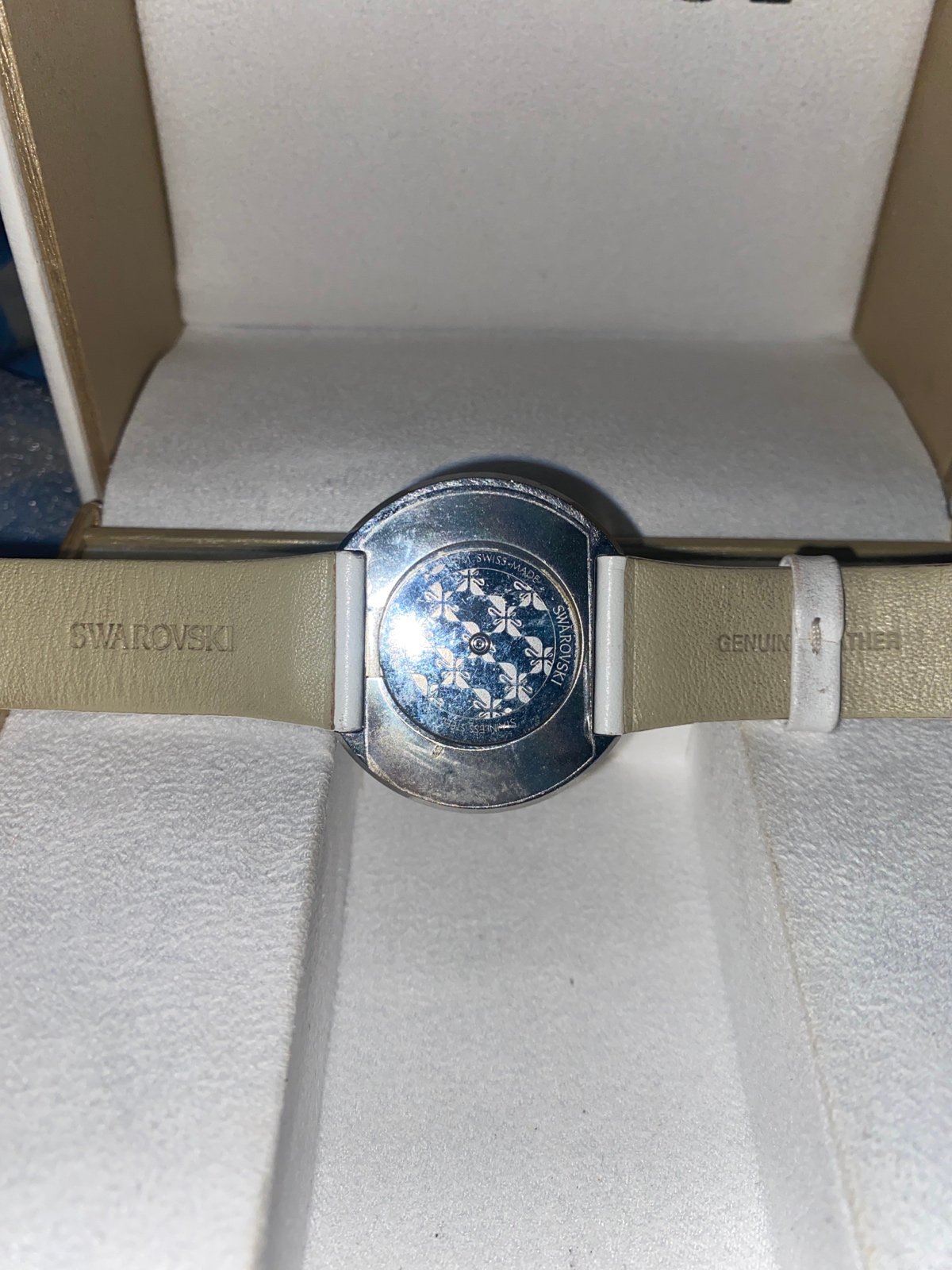 Swarovski Crystalline White Dial Calfskin Leather Strap