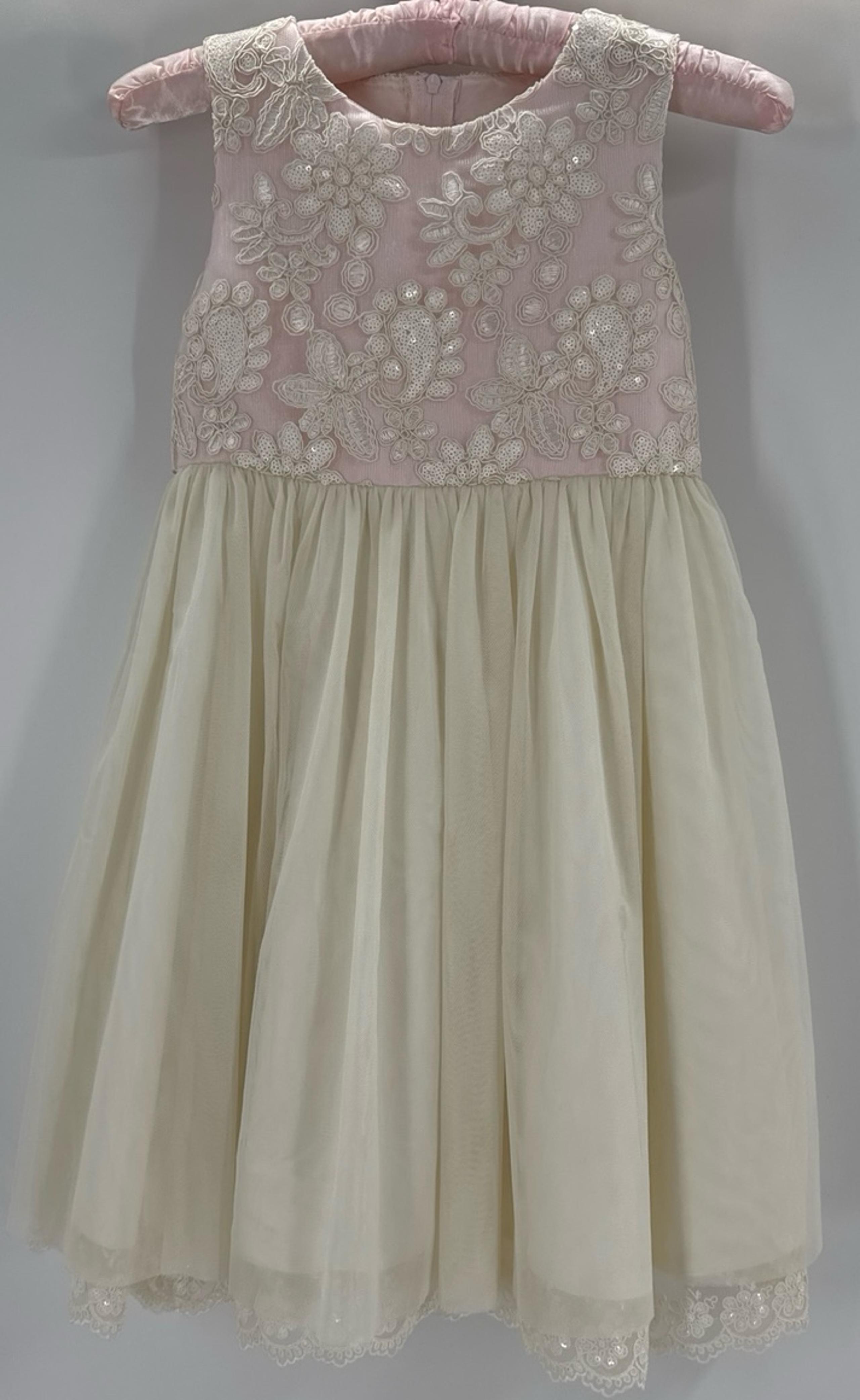 RARE EDITIONS Girls' Pink & Ivory Embroidered Bodice Dress