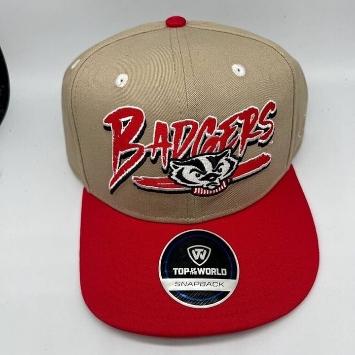Wisconsin Badgers NCAA Top of the World Hat Snapback Cap Brown Red New Men