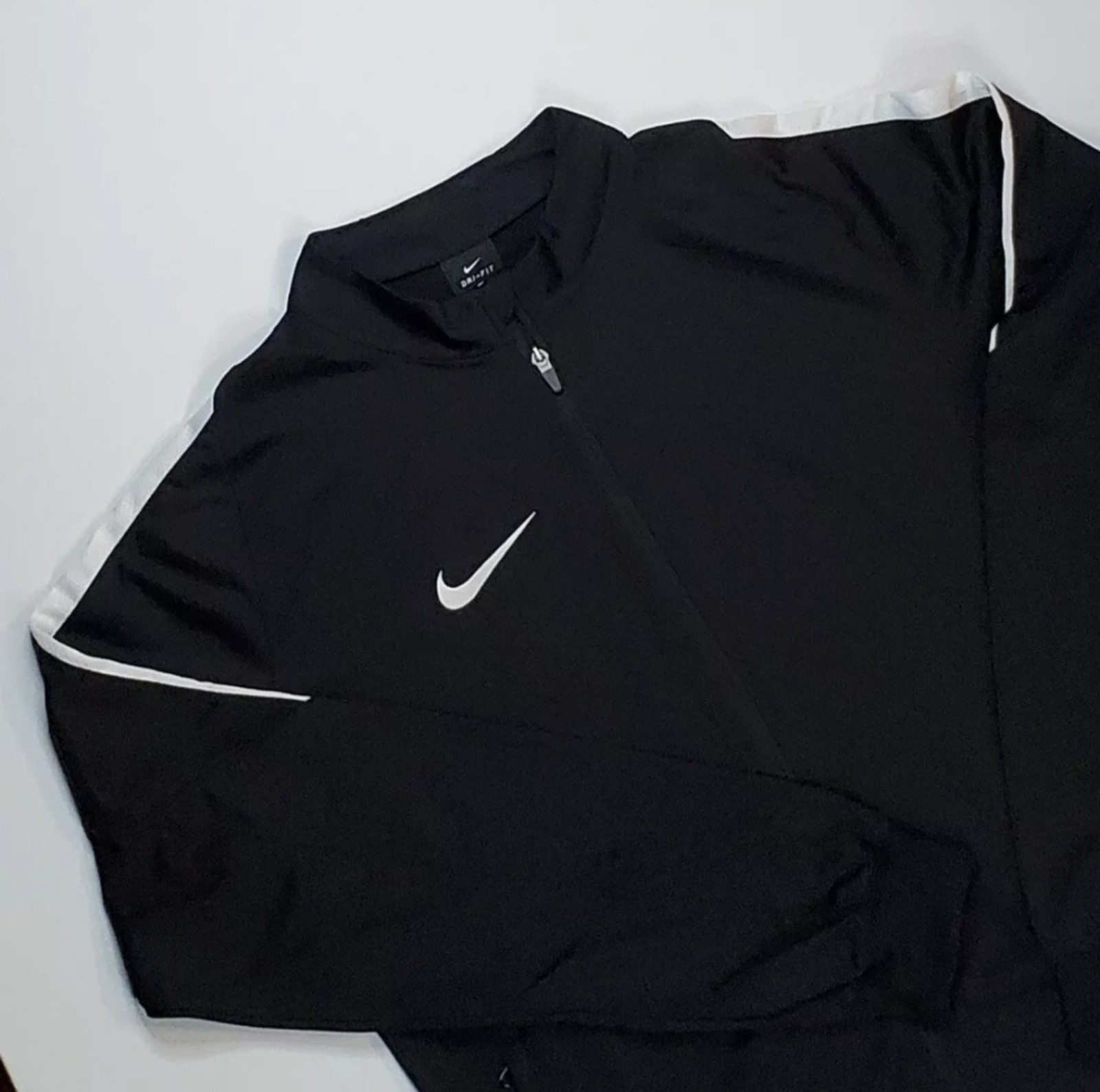 Nike Dry-Fit Mens Size L Full Zip Jacket Soccer Zipper Pockets Black 725941-010