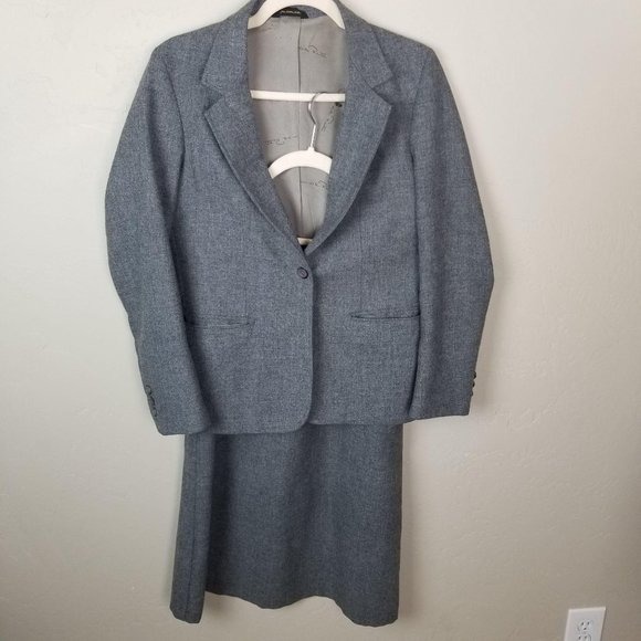 Oscar De La Renta Women's 5/6 Vintage Grey Wool Bl