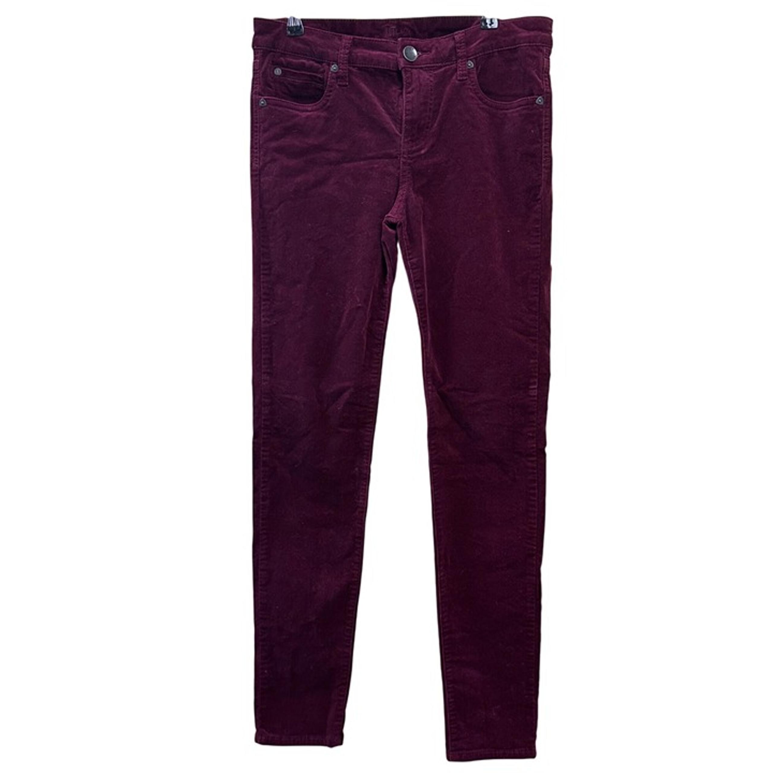 Kut from the Kloth  Womens Diana Skinny Corduroy Pants Size 8 Burgundy