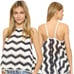 Milly Chevron Trapeze Mesh Camisole Sleeveless Cami Top