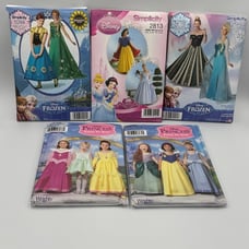 5 Simplicity Disney Princesses Sewing Patterns 3 Adult 2 Children