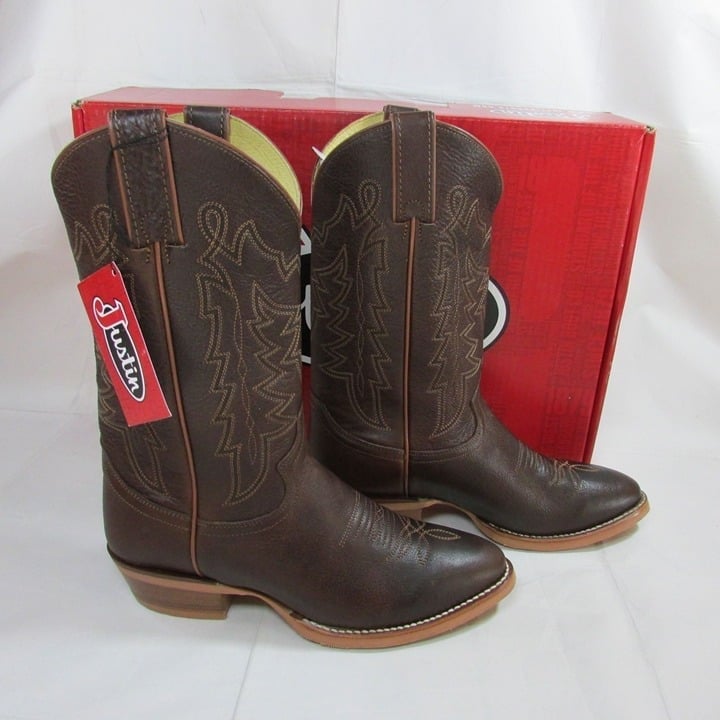 Justin 12 Men's 12 Hayne Round Toe Cowboy Boots - Whiskey Cowhide - CJ2000