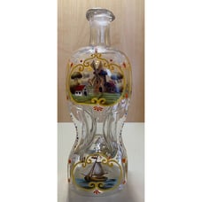 Vintage Hand Painted Folk Crystal Decanter with Unique Form