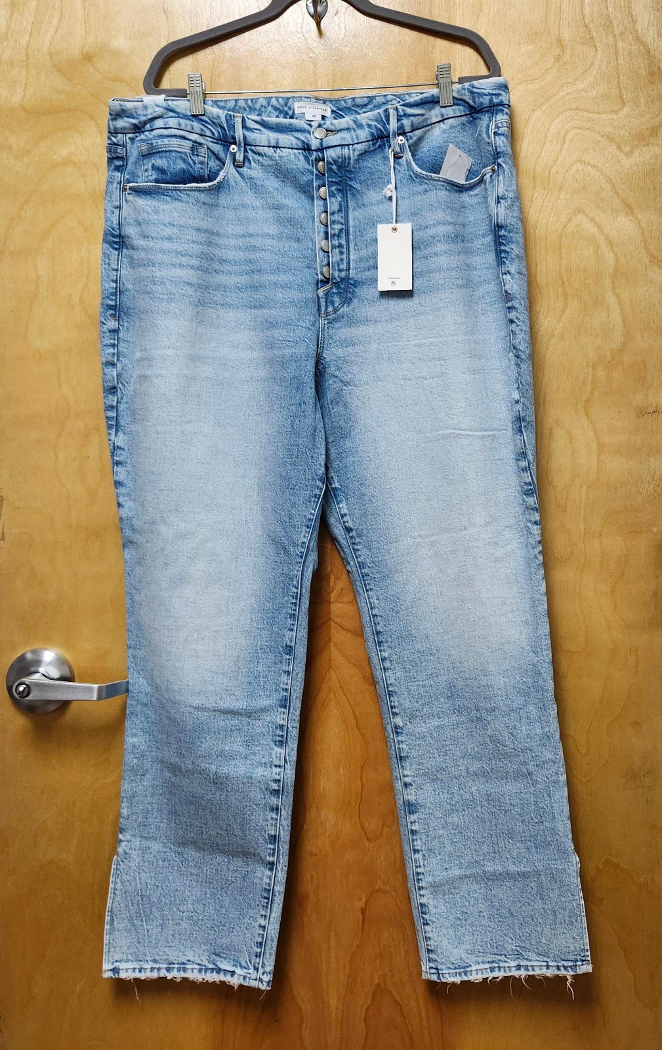 Good American Women's Good Boy Jeans Size 20 button fly light wash NWT