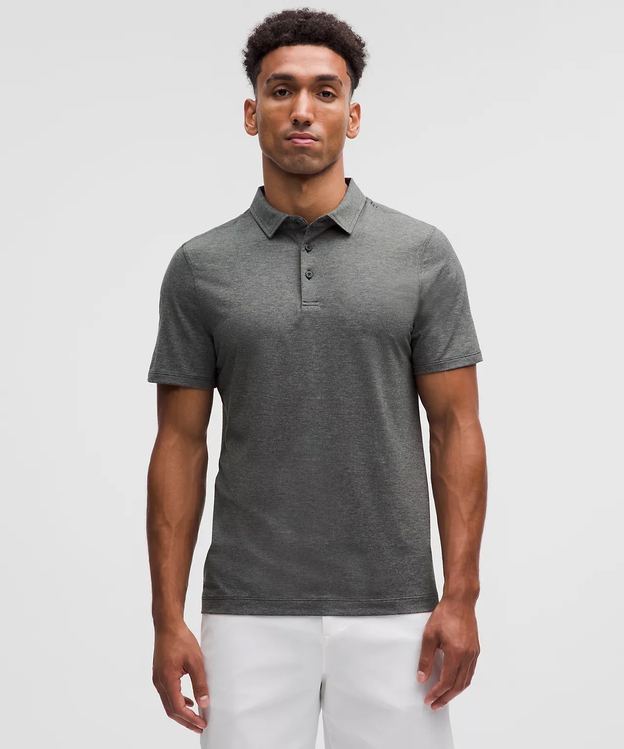 Lululemon Size Medium Evolution Short-Sleeve Polo Shirt, Heathered Black, NWT