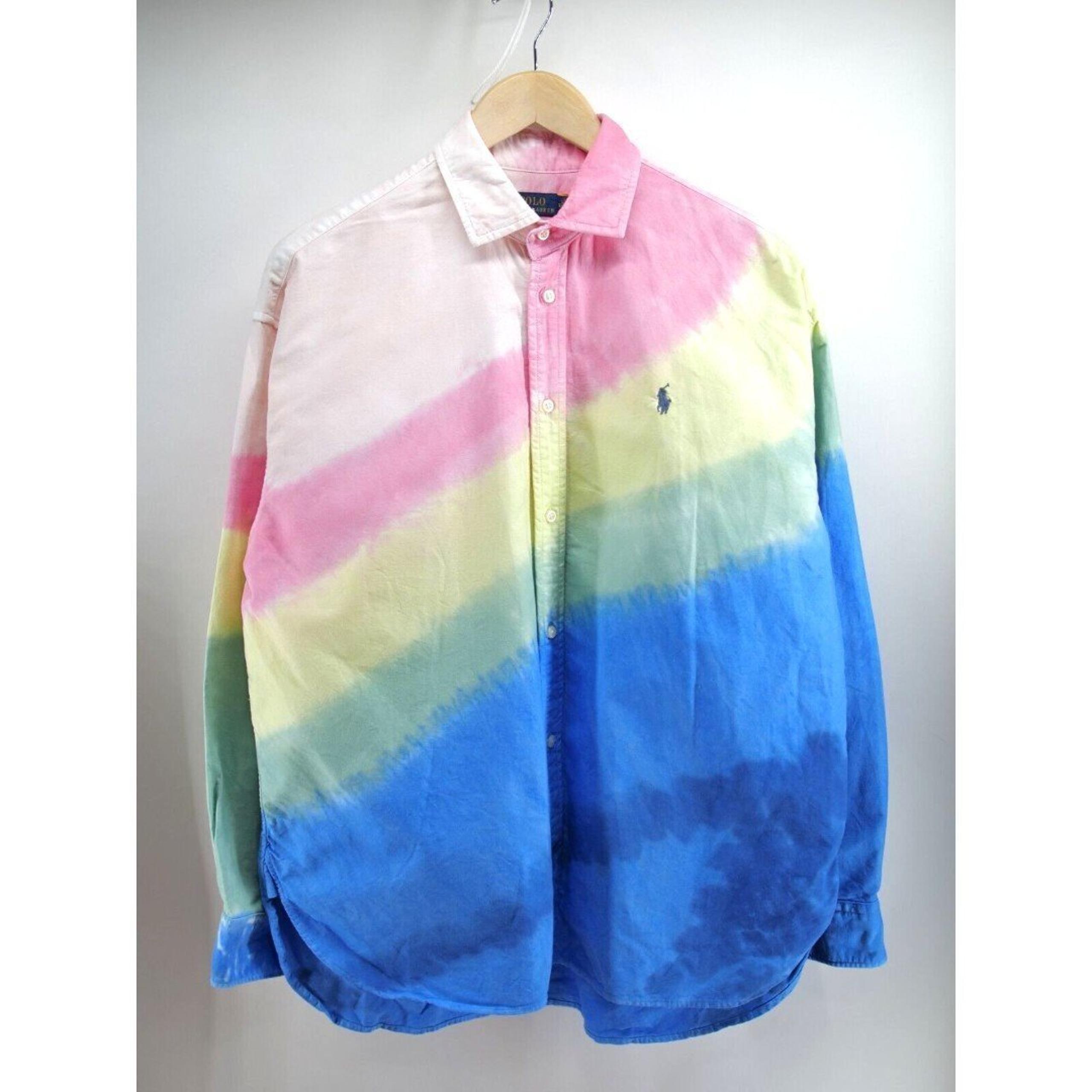 Polo Ralph Lauren Shirt Women's Slim Tie Dye Custom Long Sleeve Button Up 14