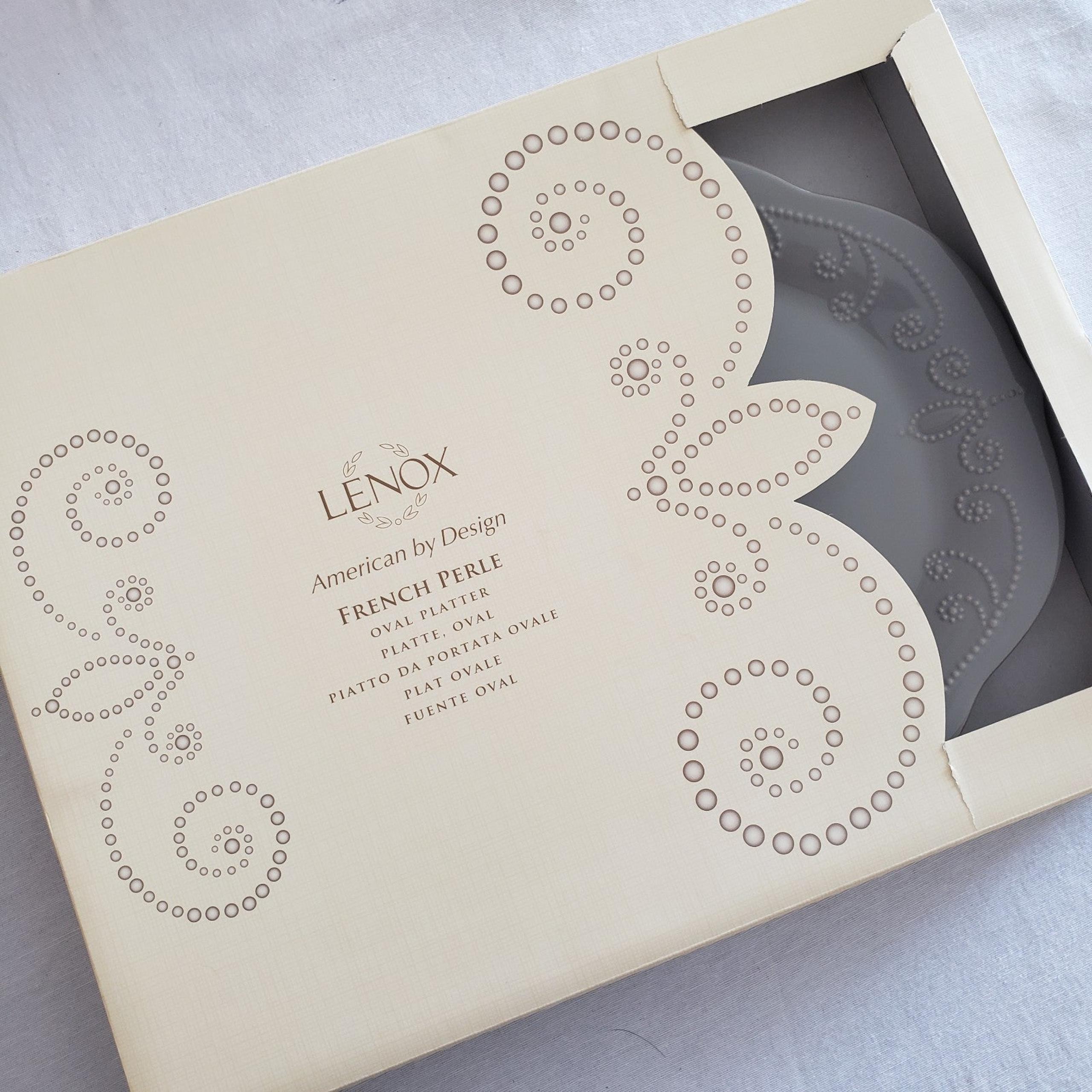 Lenox French Perle Oval Platter Grey NIB