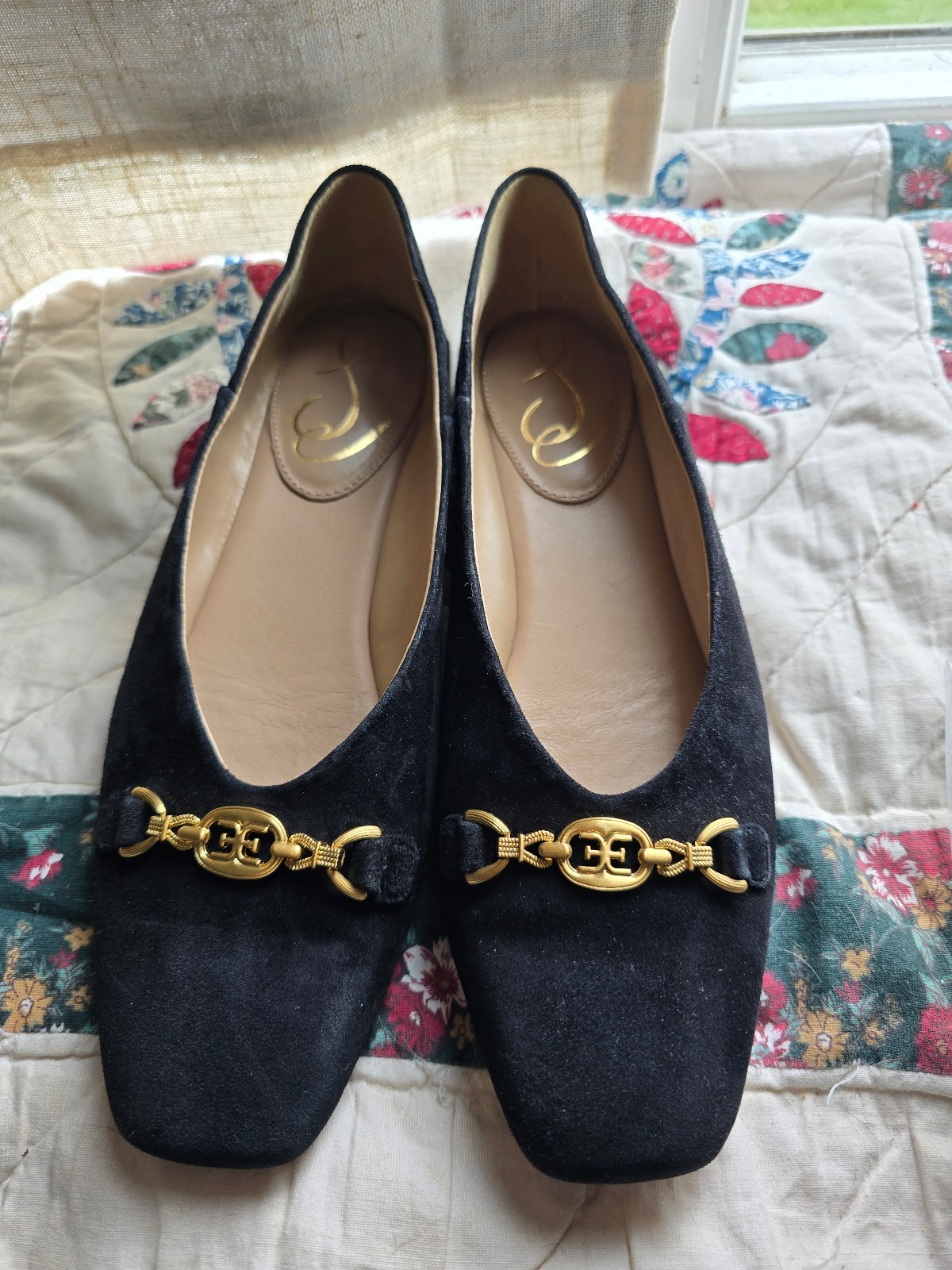 Sam Edelman Suede Black Flats Womens 7 1/2