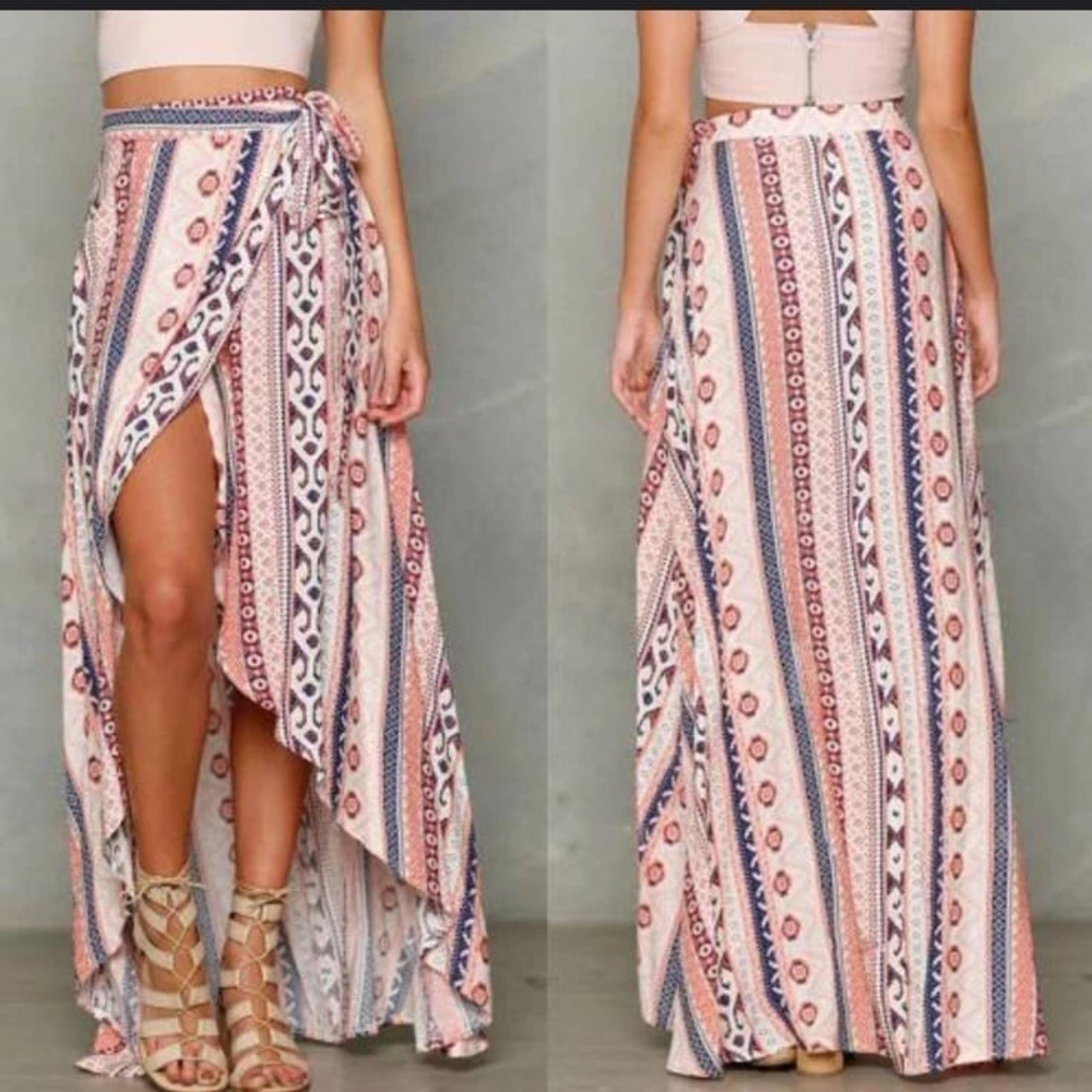 Unbranded Womens Aztec Tribal Maxi Wrap Skirt O/s Semi Sheer Swim Cover