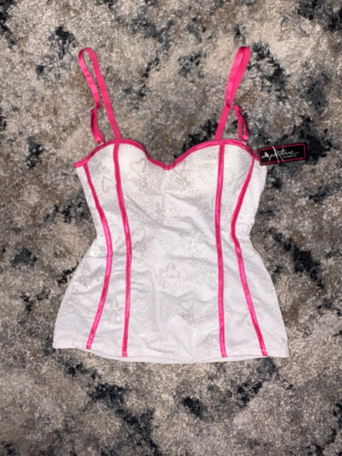 Vintage Y2K Pink w Sparkle Hearts Cami