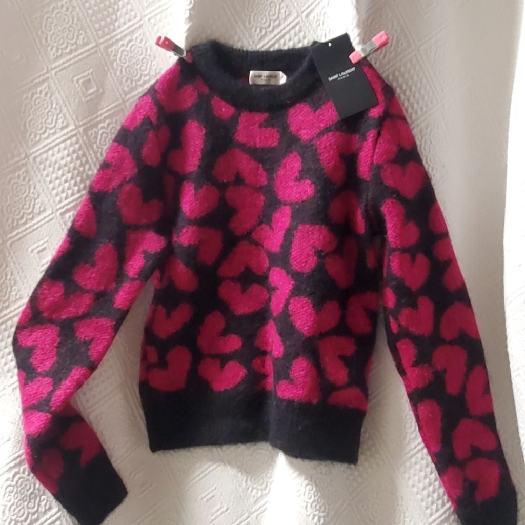 Saint laurent fuschia heart sweater