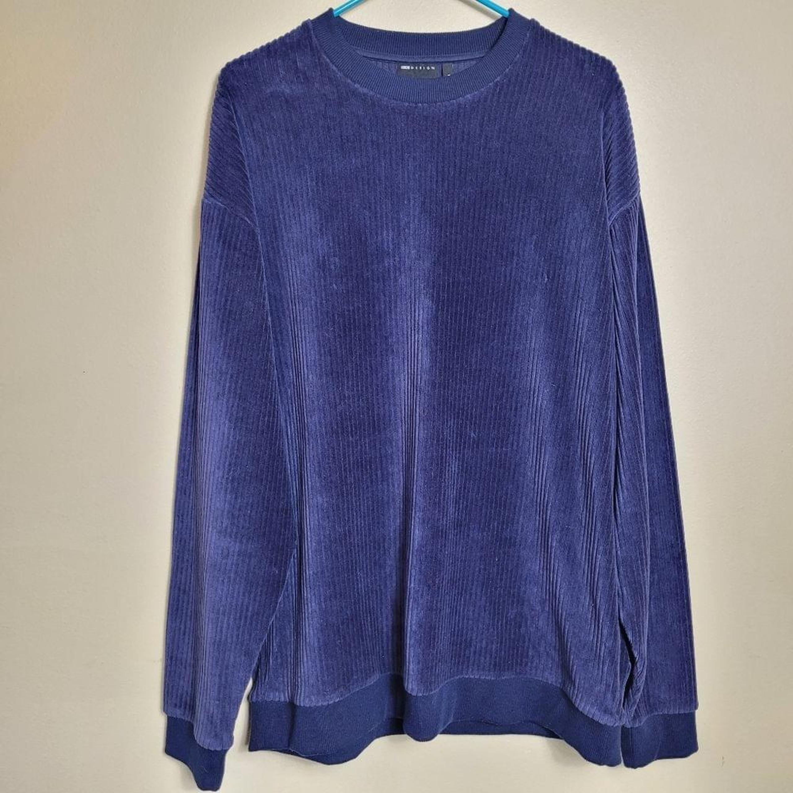 ASOS Corduroy Long Sleeve Blue Sweater Size Large