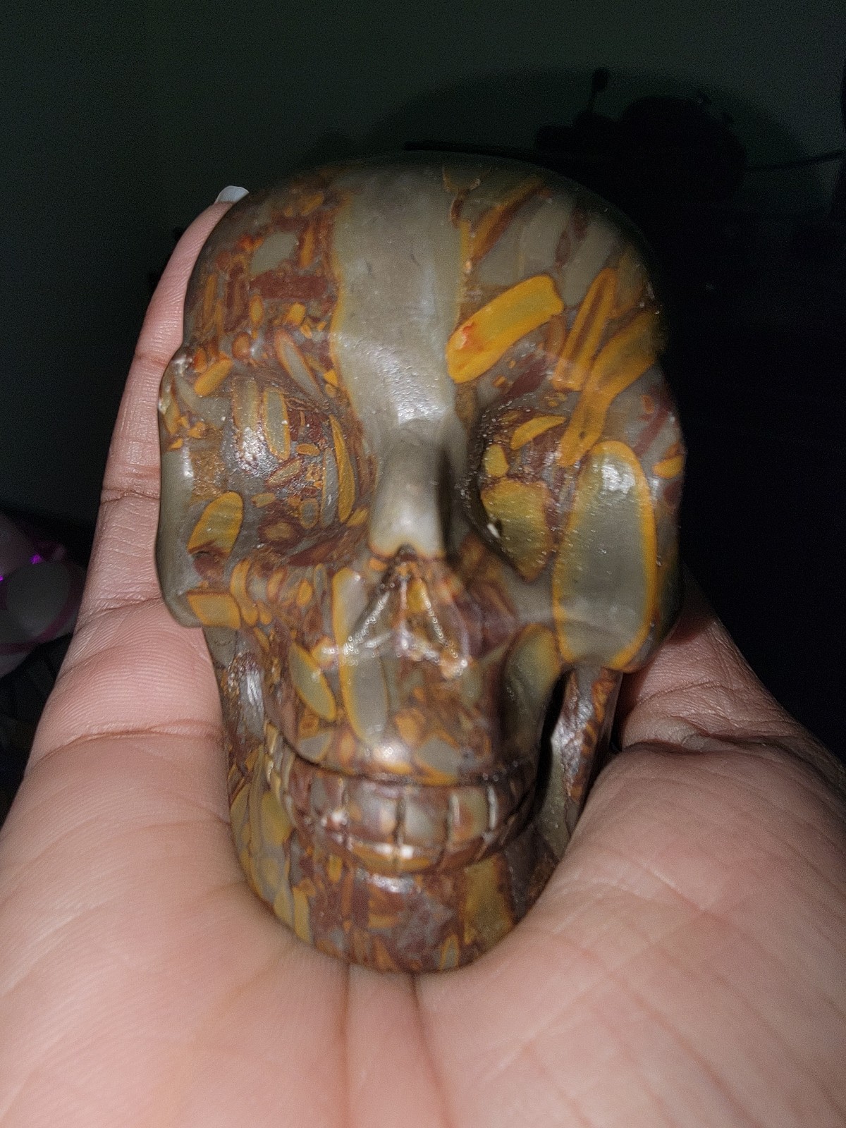 Skull Art, Authentic Bamboo Stone Skull, Hand-Carved, Genuine