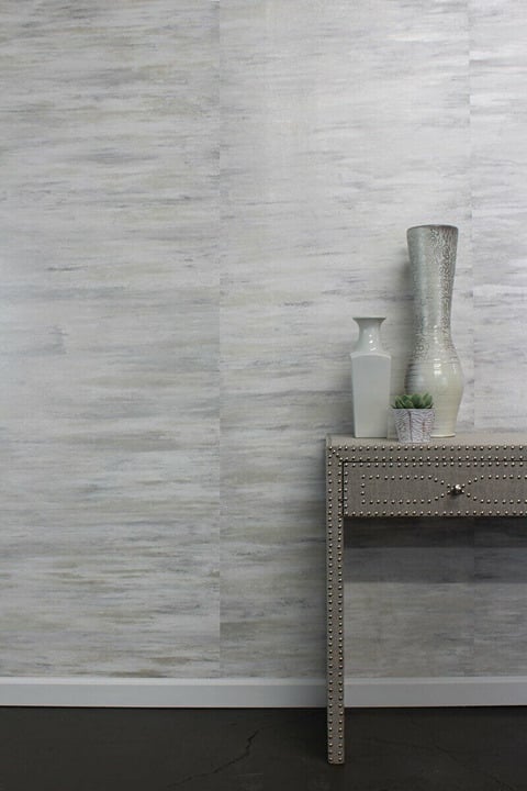 VAHALLAN Traverse Abalone Hand-Painted Panel 30in x 144in White/Pearl/Grey