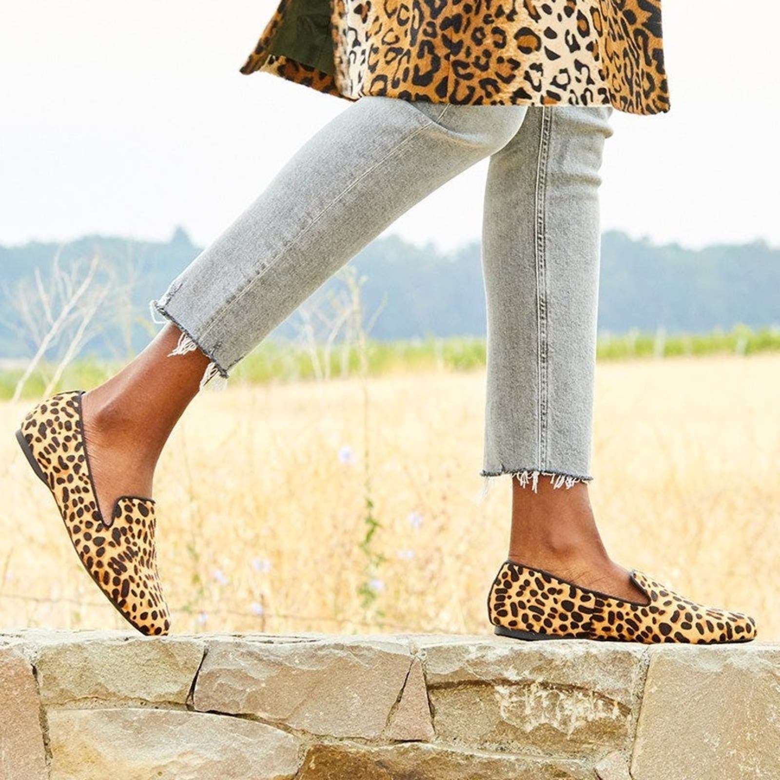 Birdie's Starling Flat in Cheetah Calf Hair - Size 7