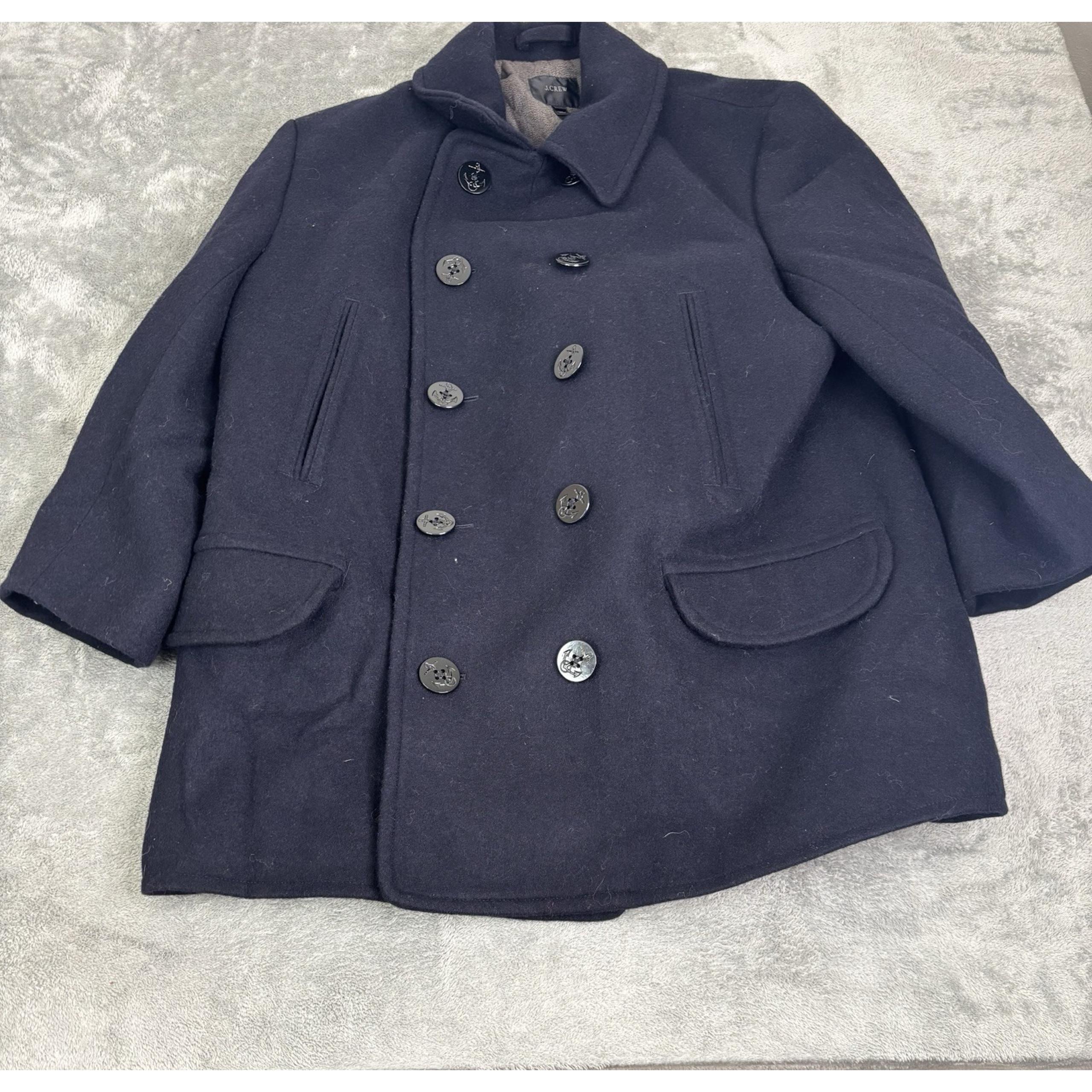 J. Crew Dock Peacoat With Thinsulate Men's Size XL Blue Wool Blend