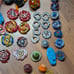 Large Lot Beyblade Pieces Tops Metal Cords Launchers Tomy 36 Items