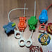Large Lot Beyblade Pieces Tops Metal Cords Launchers Tomy 36 Items