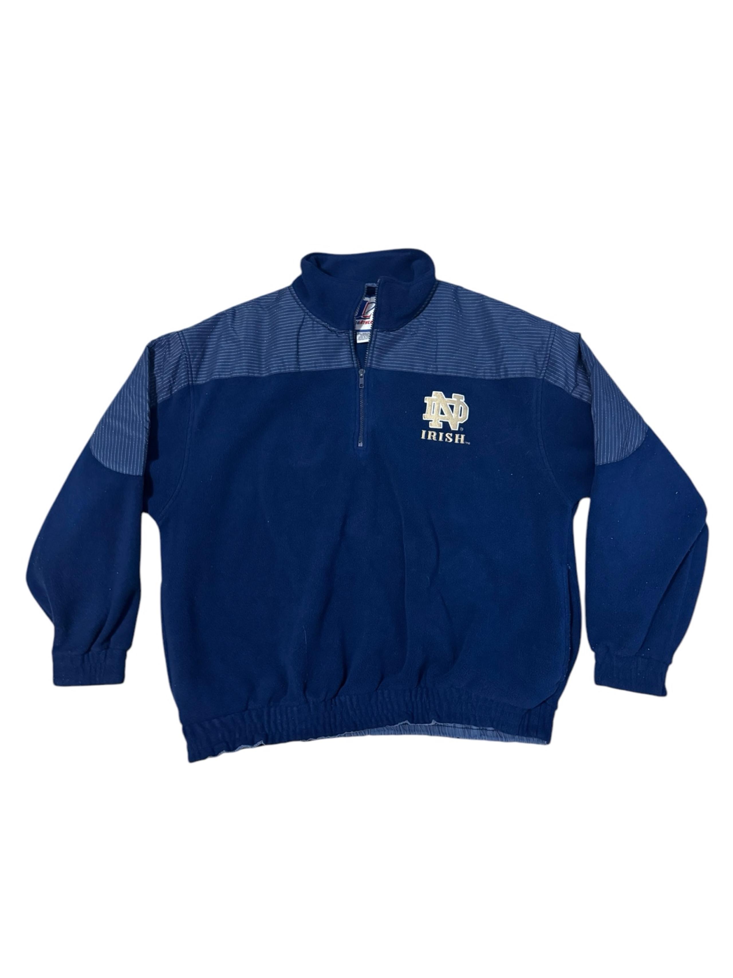 VTG Logo Athletics Notre Dame Fleece Pullover Mens XL Navy 90s Fighting Irish