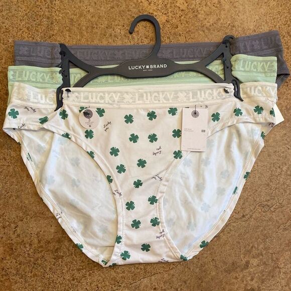 NEW Lucky Brand green clover super soft bikinis underwear panties 3 pack