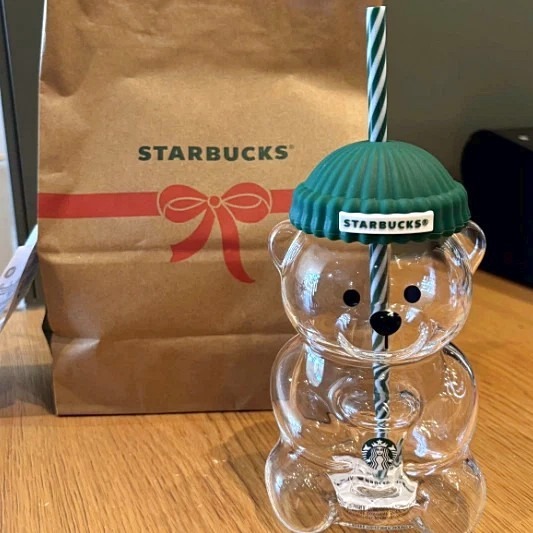 2026 Starbuck Barista Bear Glass Cup Christmas Gift Limited Edition