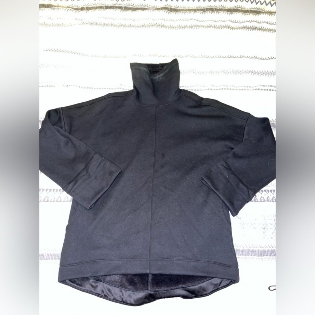 Athleta Cozy Karma Funnel Neck Black Oversized Wide Sleeves Sweatshirt XXS
