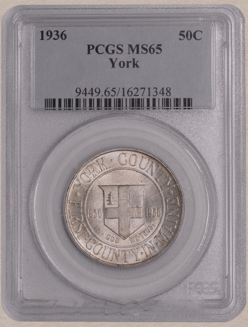 1936 York Commemorative Half Dollar PCGS-65