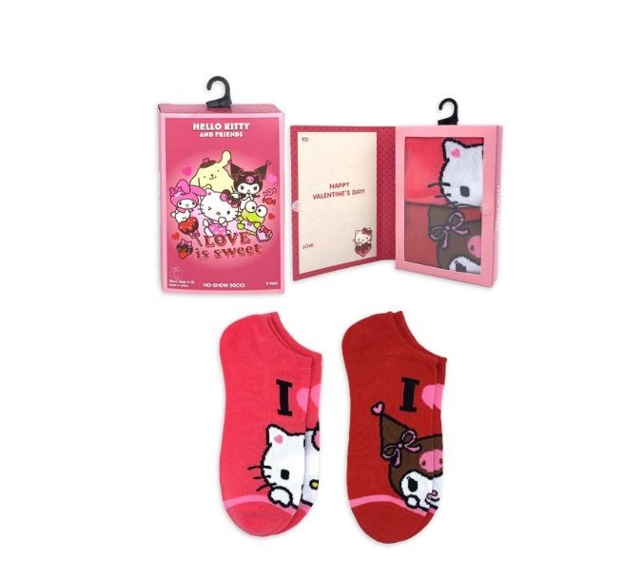 Hello Kitty & Friends Valentine's Box No Show Pink Socks 2 Pack (NEW IN BOX)